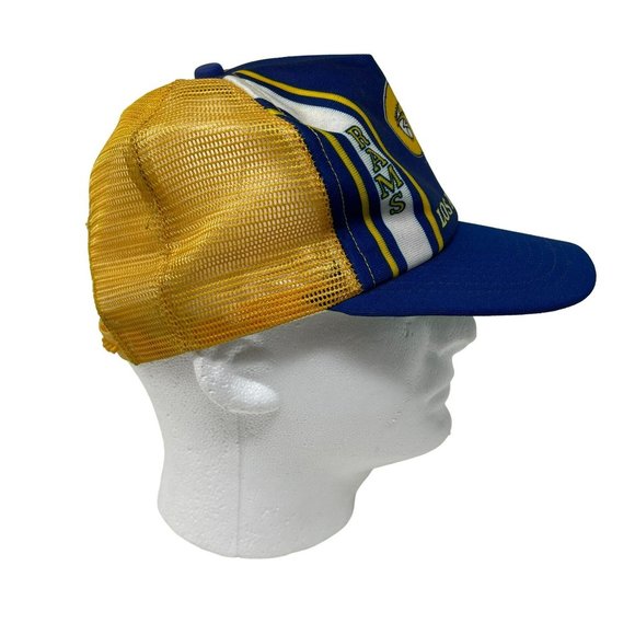 New Era Vintage LA Rams Hat Blue Yellow Snapback Trucker Mesh 80’s One Size - Picture 3 of 8